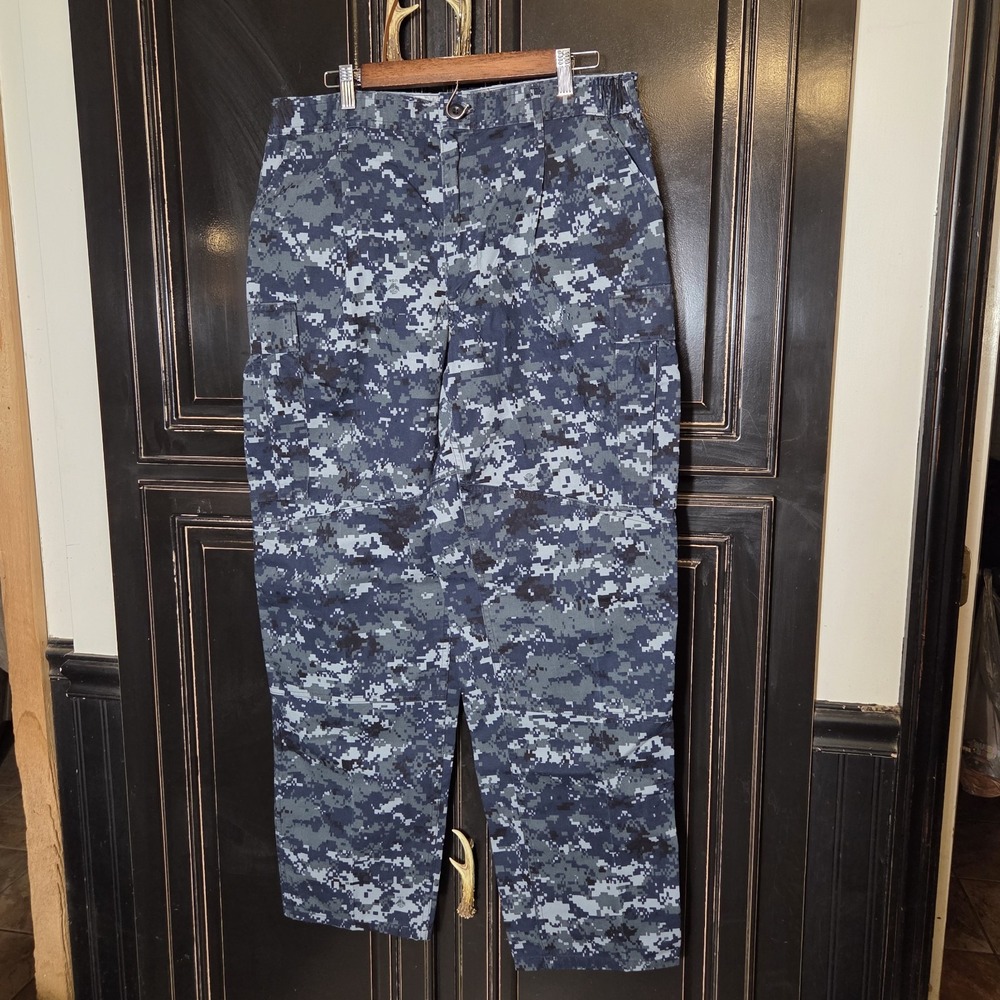 Us Navy BDU Blue Digital Camo Pants, Large, Outdoors, Military